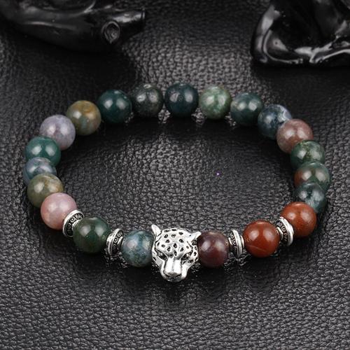 Leopard Charm Natural Stone Beads Bracelet Mixed Agate - Silver / Buy 1 - Save 50% Bracelet