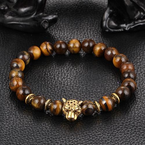 Leopard Charm Natural Stone Beads Bracelet Tiger Eye - Gold / Buy 1 - Save 50% Bracelet