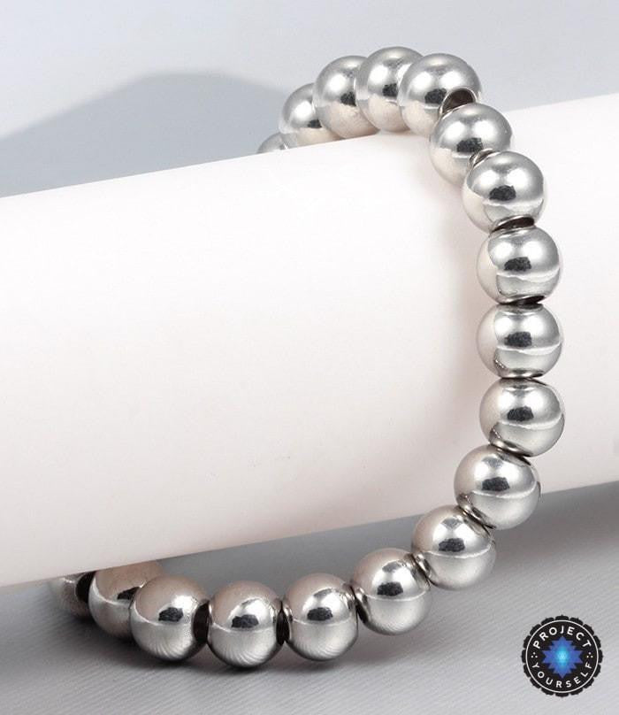 Limited Edition High Polish Silver Stainless Steel Beads Bracelet Bracelet