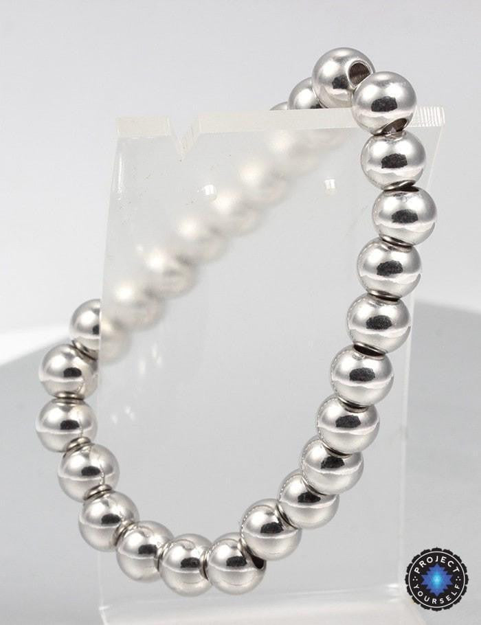 Limited Edition High Polish Silver Stainless Steel Beads Bracelet Bracelet