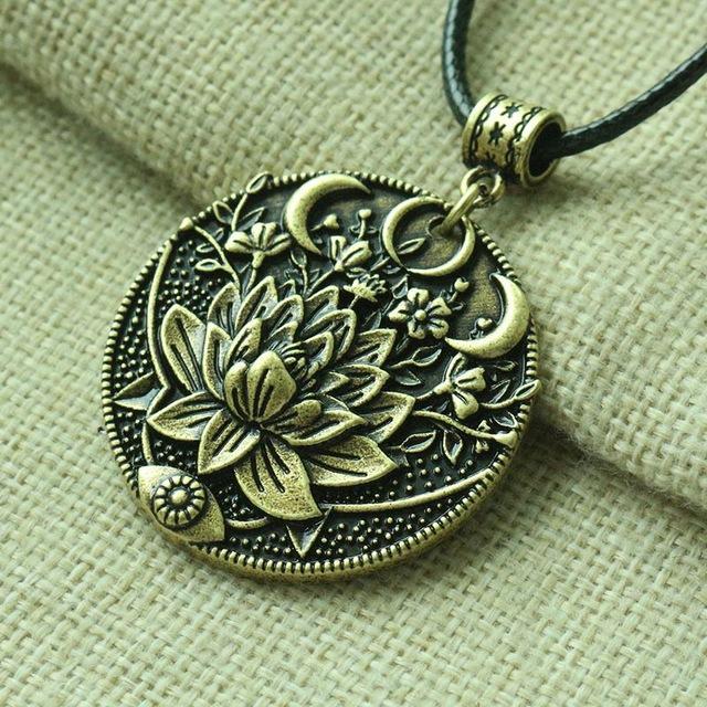 Lotus Midnight Bloom Necklace Antique Bronze Necklace