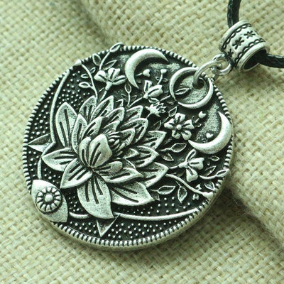 Lotus Midnight Bloom Necklace Antique Silver Necklace