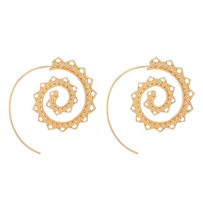 Lotus Spiral Drop Earrings Gold Earrings