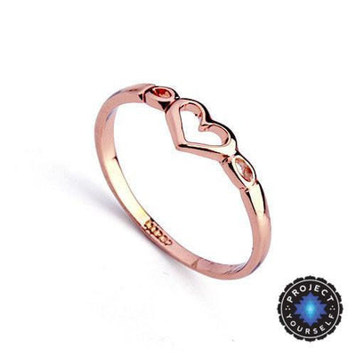 Lovely 18K Gold and Platinum Plated Hollow Heart Ring Rose Gold Plated / 5.5 Rings
