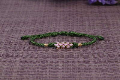 Lucky Handmade Buddhist Knots "Peach Flower" Rope Bracelet Bracelet