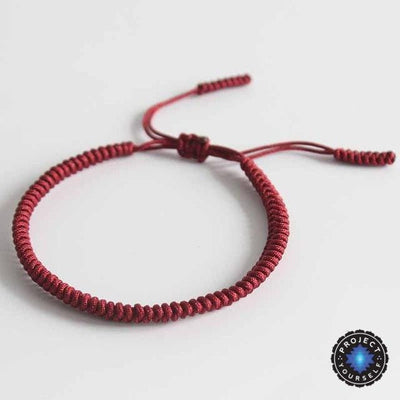 Lucky Handmade Buddhist Knots Rope Bracelet Dark Red Bracelet