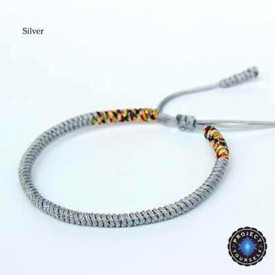 Lucky Handmade Buddhist Knots Rope Bracelet (New Colors!) Silver Bracelet