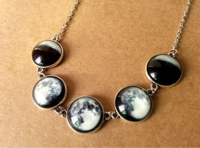 Luminous Phases of the Moon Glass Jewelry Necklace