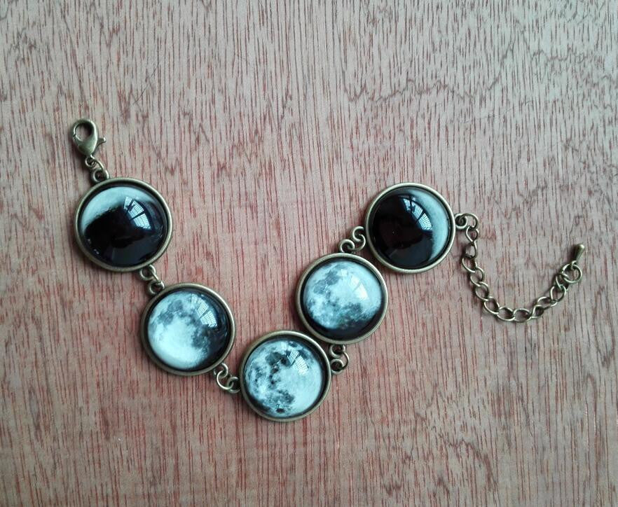 Luminous Phases of the Moon Glass Jewelry Necklace
