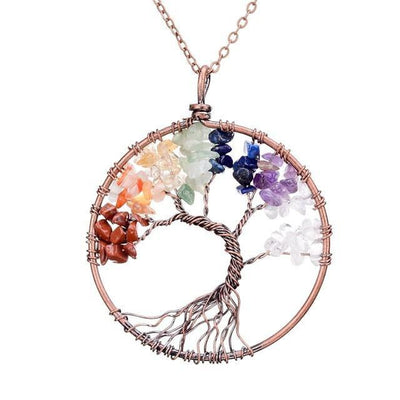 Magnificent Handmade Tree of Life Natural Stone Pendant Necklace 7 Chakra Chakra Necklace