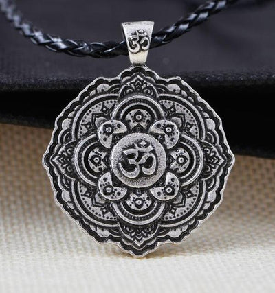 Majestic Lotus Mandala Om Necklace Style 1 - Cord Necklace