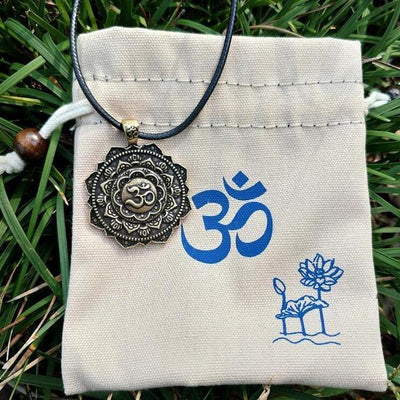 Majestic Lotus Mandala Om Necklace Style 2 (Bronze) - Cord Necklace