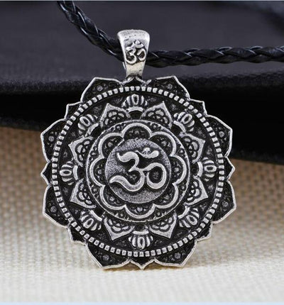 Majestic Lotus Mandala Om Necklace Style 2 - Cord Necklace