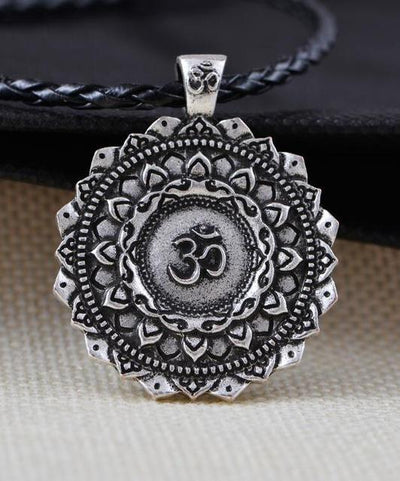 Majestic Lotus Mandala Om Necklace Style 3 - Cord Necklace