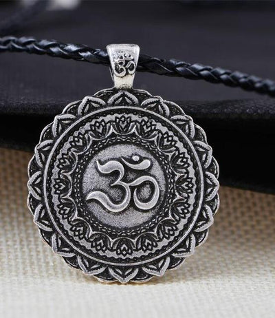 Majestic Lotus Mandala Om Necklace Style 4 - Cord Necklace