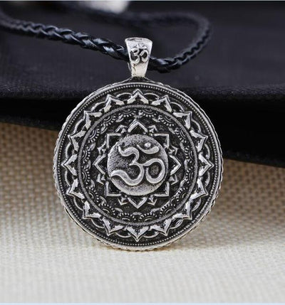 Majestic Lotus Mandala Om Necklace Style 5 - Cord Necklace