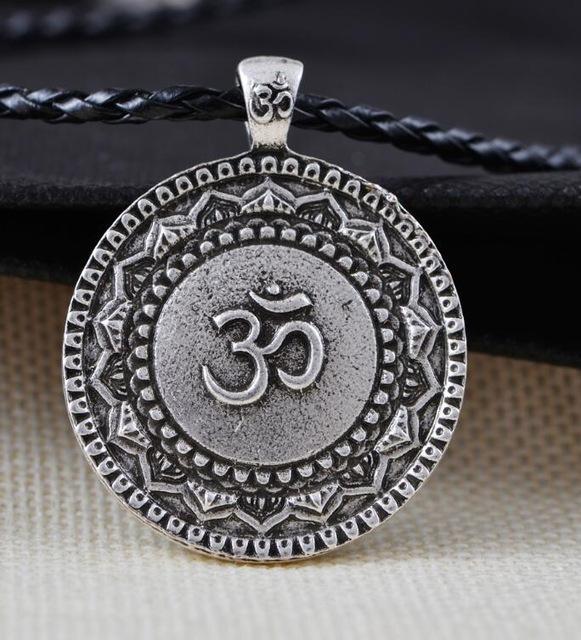 Majestic Lotus Mandala Om Necklace Style 6 - Cord Necklace