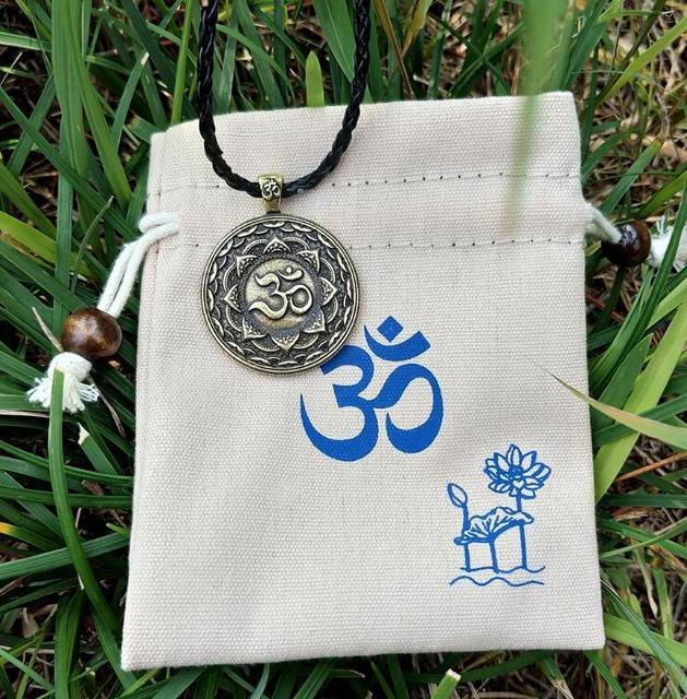 Majestic Lotus Mandala Om Necklace Style 7 (Bronze) - Cord Necklace