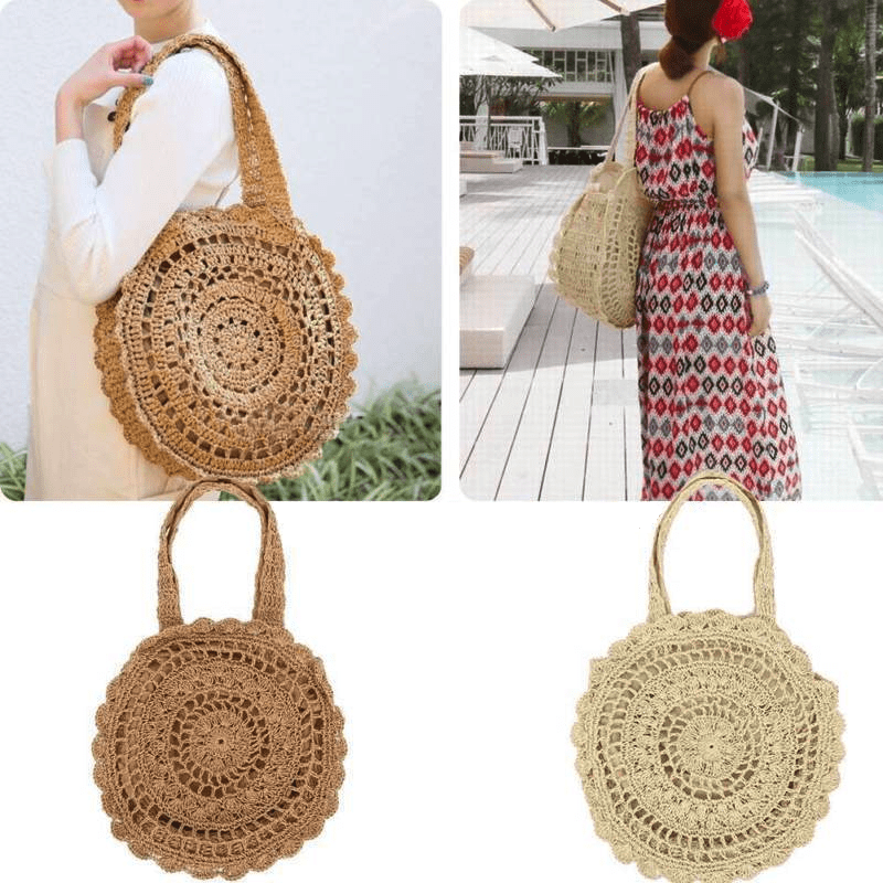 Mandala Knitted Straw Bag Bags