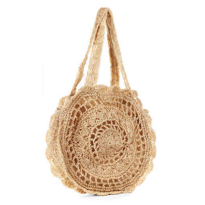 Mandala Knitted Straw Bag Beige Bags