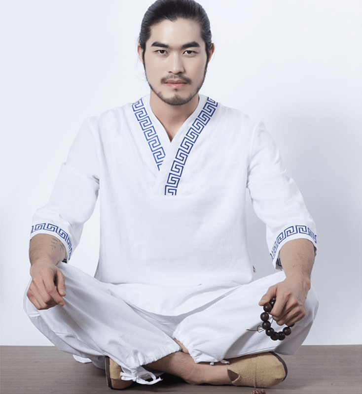 Men's Geometric Embroidered 2-Piece Meditation Clothing Set Clothing