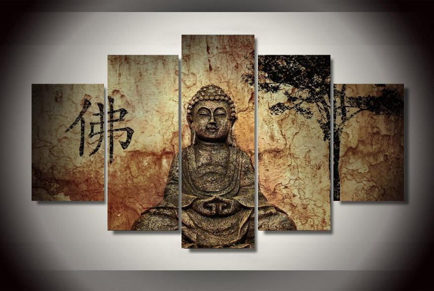 Modern Feng Shui Buddha Stretched Canvas Art Painting size 1 / No Frame Painting