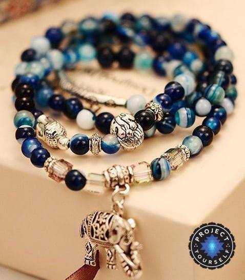 Calm” Blue agate bracelet with gold Snowflake charm, unique handmade gift  for girl – Crystal boutique