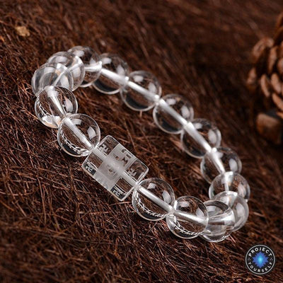 Natural Clear Crystal Beads 6 Syllable Mantra Bracelet Bracelet