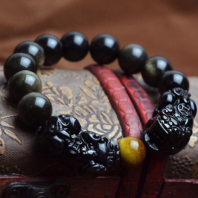 Natural Golden Sheen Obsidian Dragon Bracelet Bracelet
