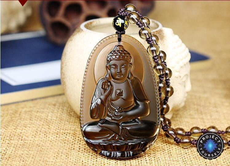 Natural Ice Obsidian 8 Patron Buddha Pendant Necklace Dog / Pig (Boar) Necklace