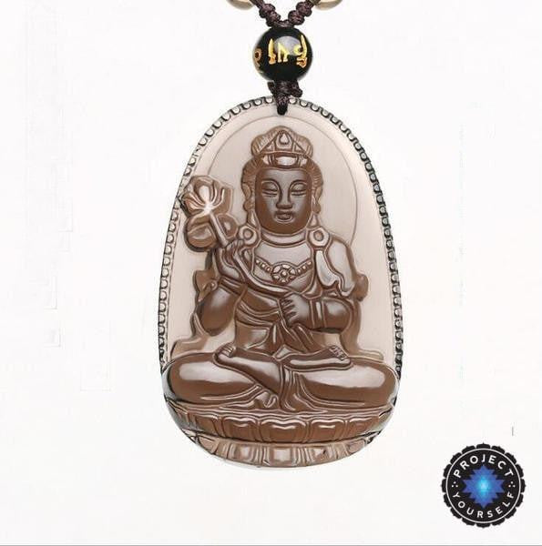 Natural Ice Obsidian 8 Patron Buddha Pendant Necklace Necklace