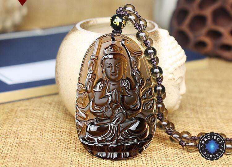Natural Ice Obsidian 8 Patron Buddha Pendant Necklace Rat Necklace