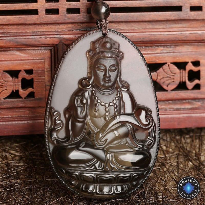 Natural Ice Obsidian Guanyin Pendant Necklace – Project Yourself