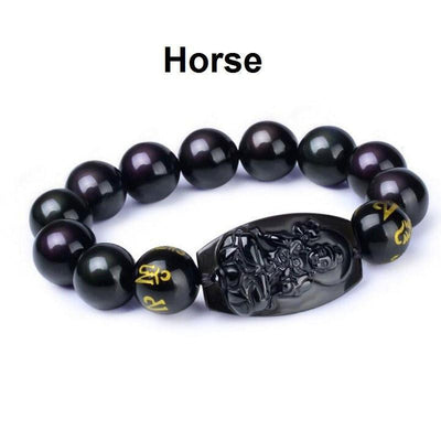 Natural Obsidian Eight Patron Zodiac Bracelet Horse Bracelet