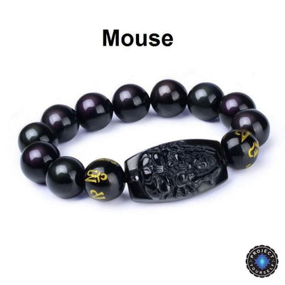 Natural Obsidian Eight Patron Zodiac Bracelet Mouse Bracelet