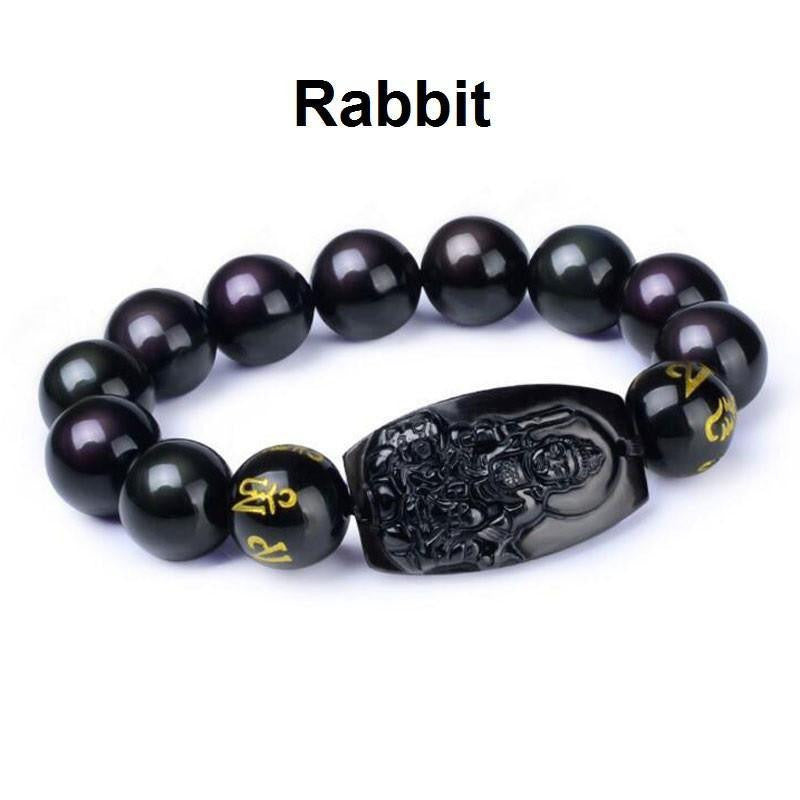 Natural Obsidian Eight Patron Zodiac Bracelet Rabbit Bracelet