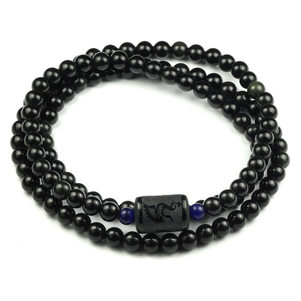 Natural Rainbow Obsidian Multiwrap Bracelet Phoenix - 6mm Beads Bracelet