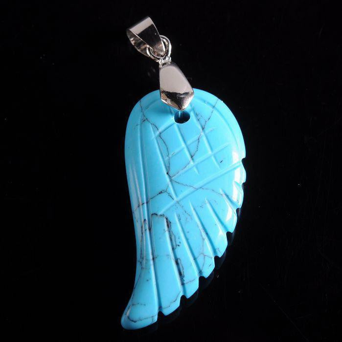 Natural Stone Angel Wing Pendant Blue Turquoise pendant