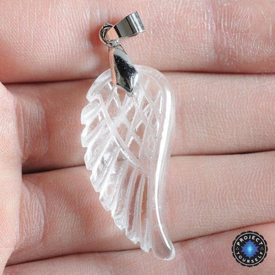 Natural Stone Angel Wing Pendant Clear Crystal pendant