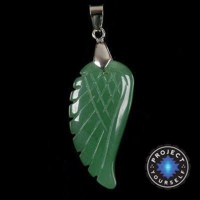Natural Stone Angel Wing Pendant Green Aventurine pendant