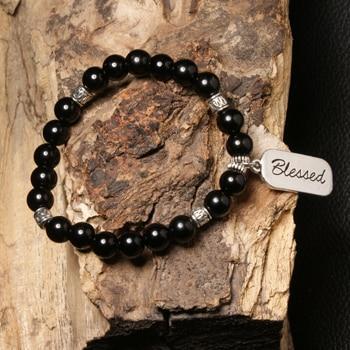 Natural Stone Blessed Bracelet Black Agate Bracelet