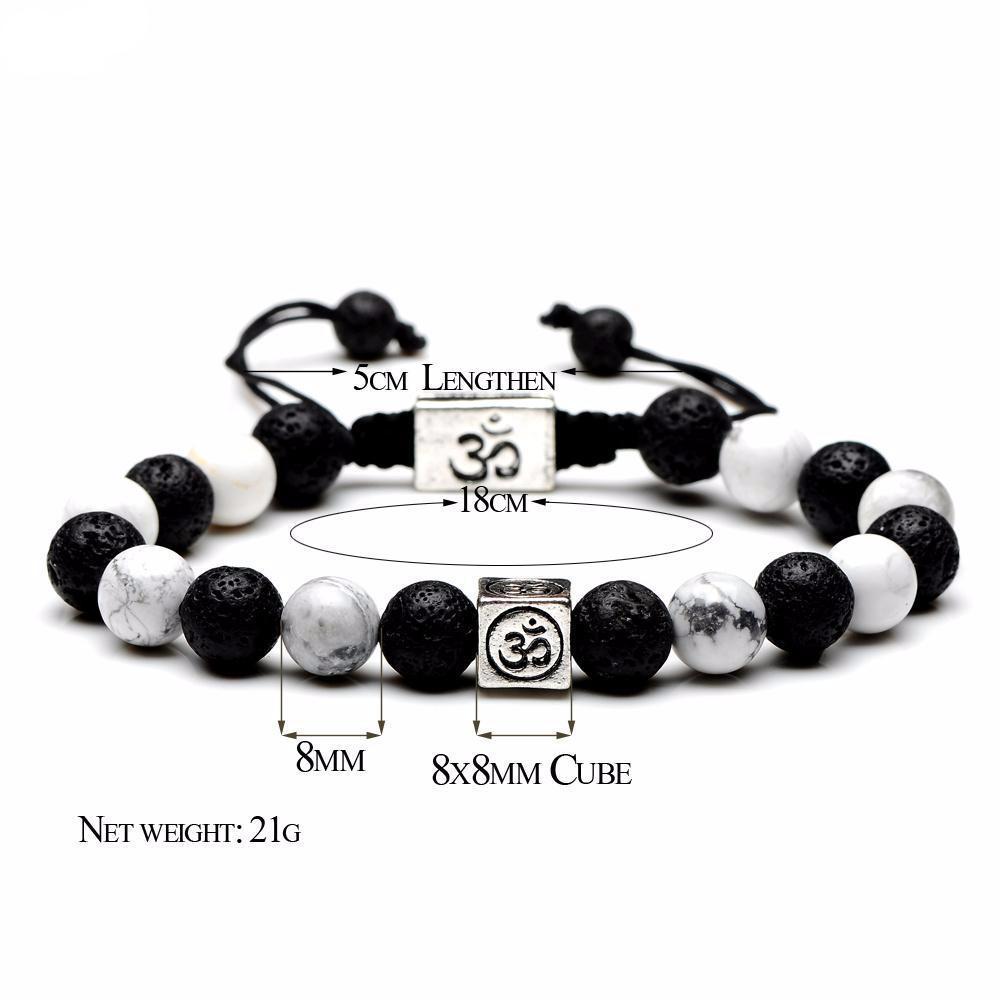 Natural Stone Yin Yang Box Om Charm Bracelet – Project Yourself