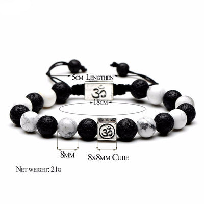 Natural Stone Yin Yang Box Om Charm Bracelet Bracelet