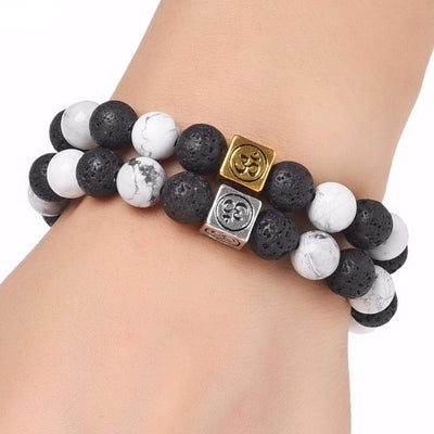 Natural Stone Yin Yang Box Om Charm Bracelet Bracelet