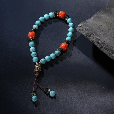 Natural Turquoise Bead Wrist Mala Set Jewelry Set