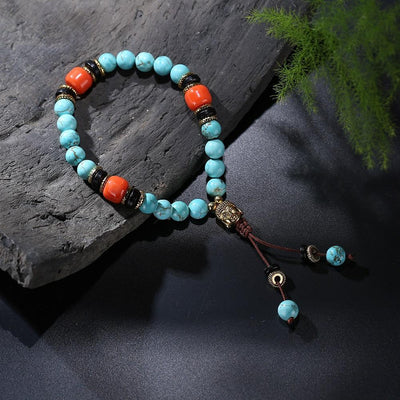 Natural Turquoise Bead Wrist Mala Set Jewelry Set