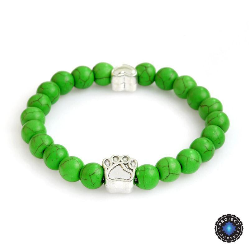 Natural White Turquoise Chakra Bracelet for Pet Lovers Green Bracelet