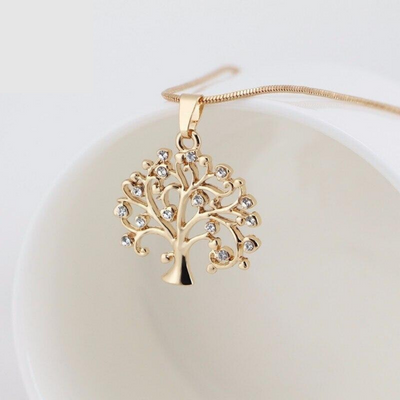 Crystal Studded Tree Of Enlightenment Necklace