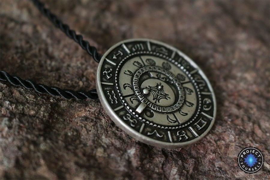 Old Moon Phase Zodiac Amulet Necklace