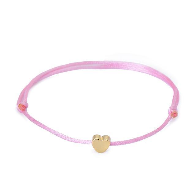 One Love Lucky Handmade Rope Bracelet Pink - Gold Bracelet